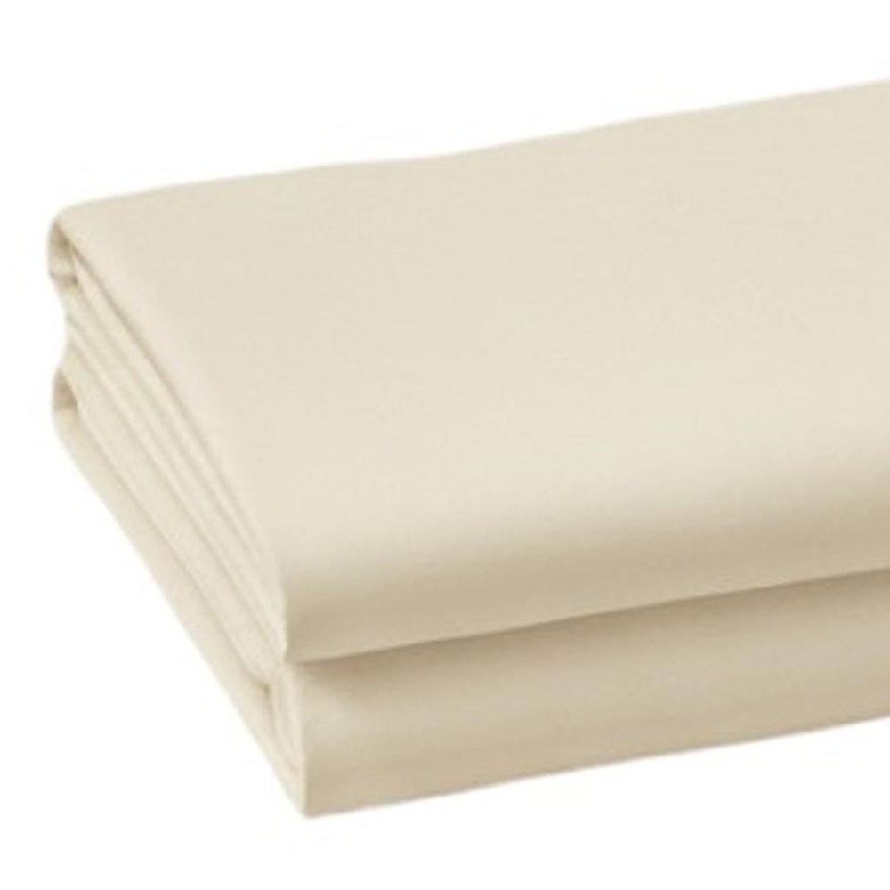Set of Two Ivory Cotton King Pillowcases on a white background
