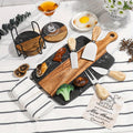 Set of Two Brown Live Edge Solid Wood Cooking Utensil Sets on a white background
