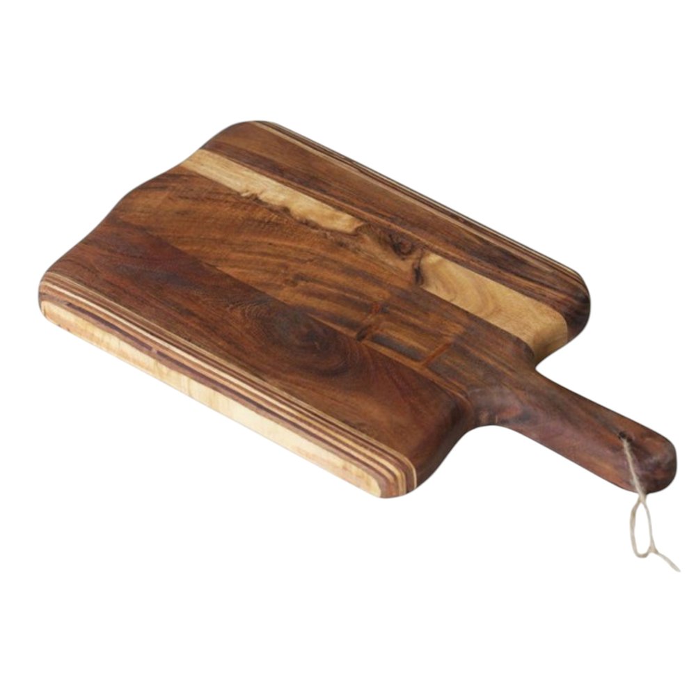 17" Brown Solid Wood Cutting Board. Kitchen accessory isolated on a plain white background, showing a brown wood surface.