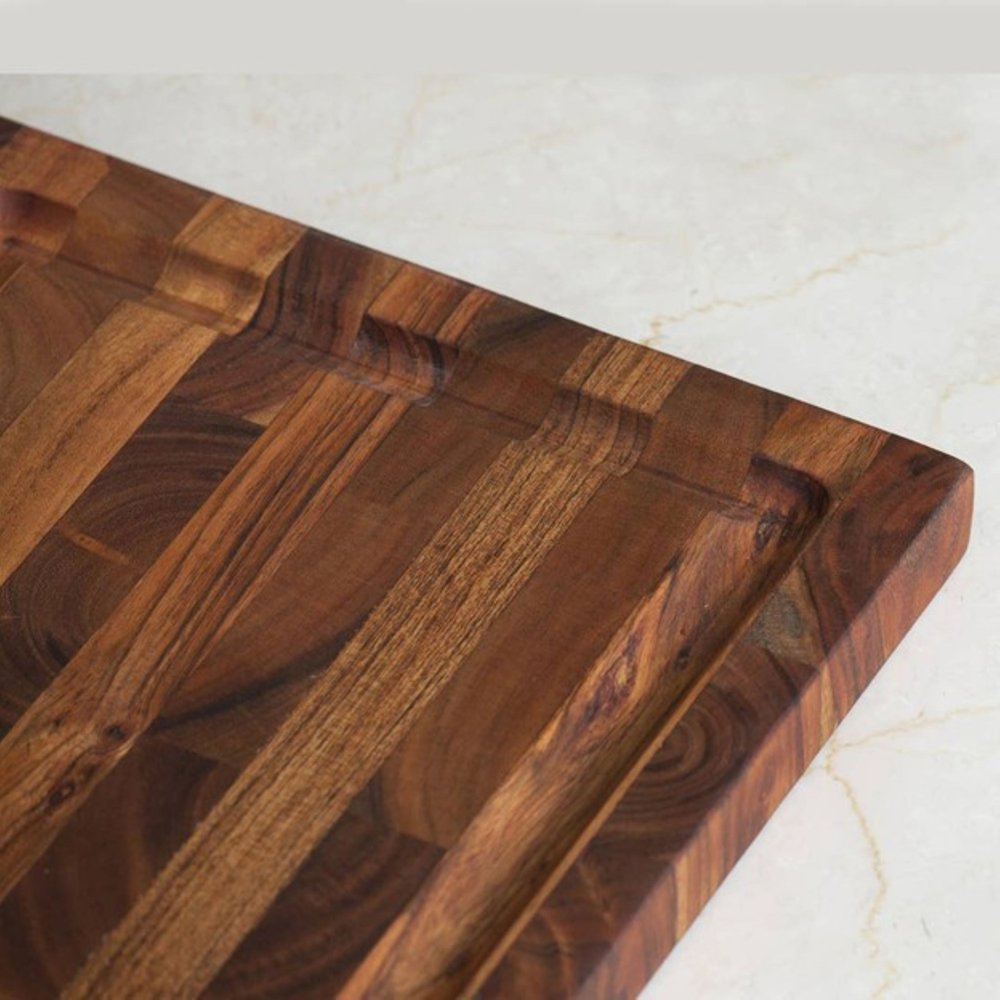 16" Brown Solid Wood Cutting Board With Juice Groove