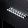 40" Black Wood Mirrored Two Drawer Vanity Table photographed against a dark studio background in black.
