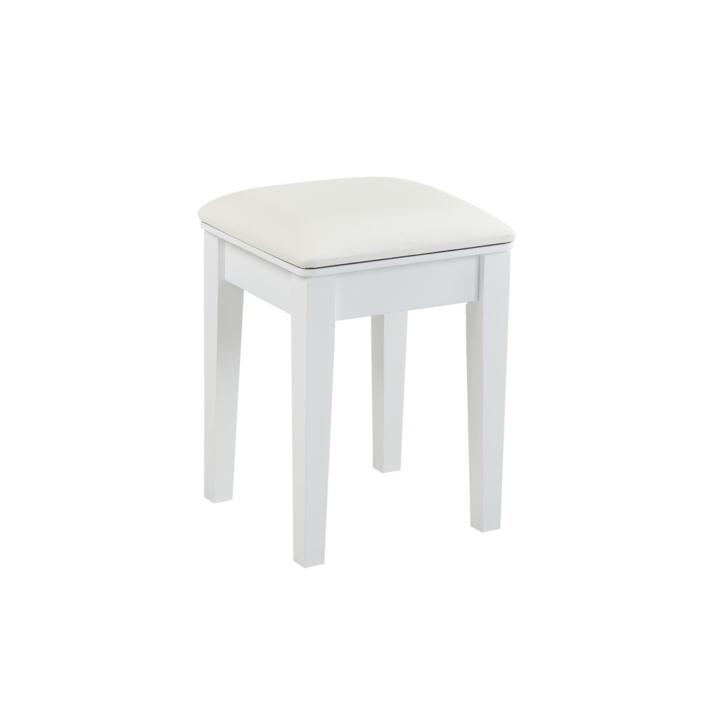 36" White Wood Mirrored Five Drawer Vanity Table