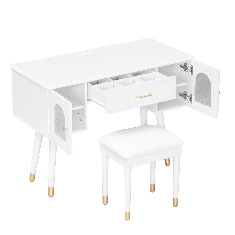 40" White Wood Vanity Table