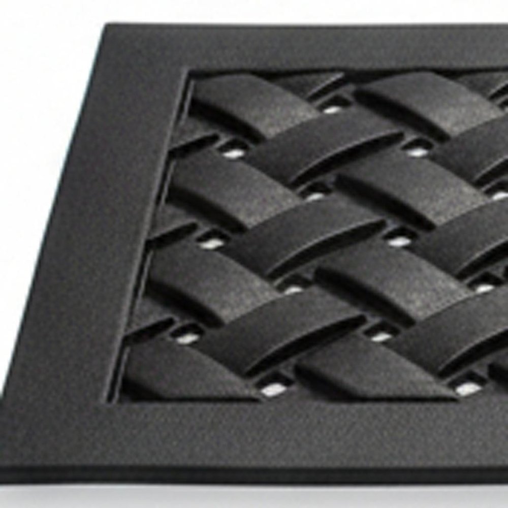 Set Of Six Black Lattice Outdoor Rubber Stair Treads close-up detail