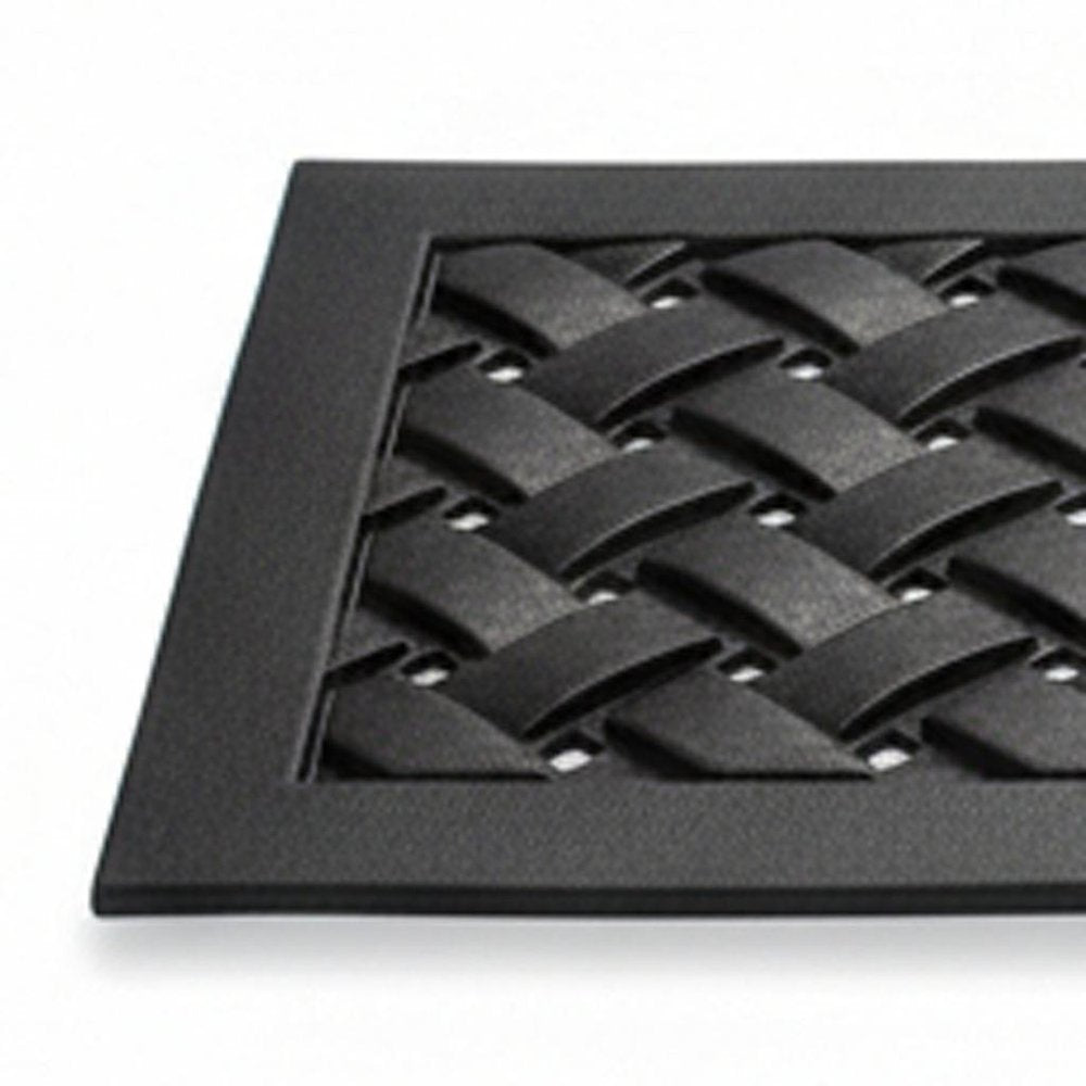Set Of Six Black Lattice Outdoor Rubber Stair Treads on a white background