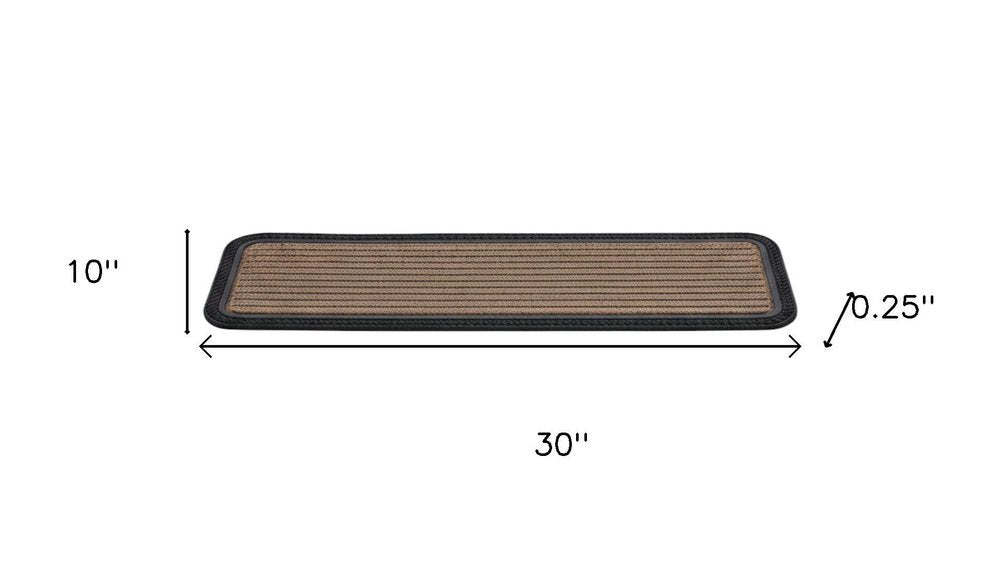 Set Of Six Black And Natural Polypropylene And Rubber Stair Treads on a white background