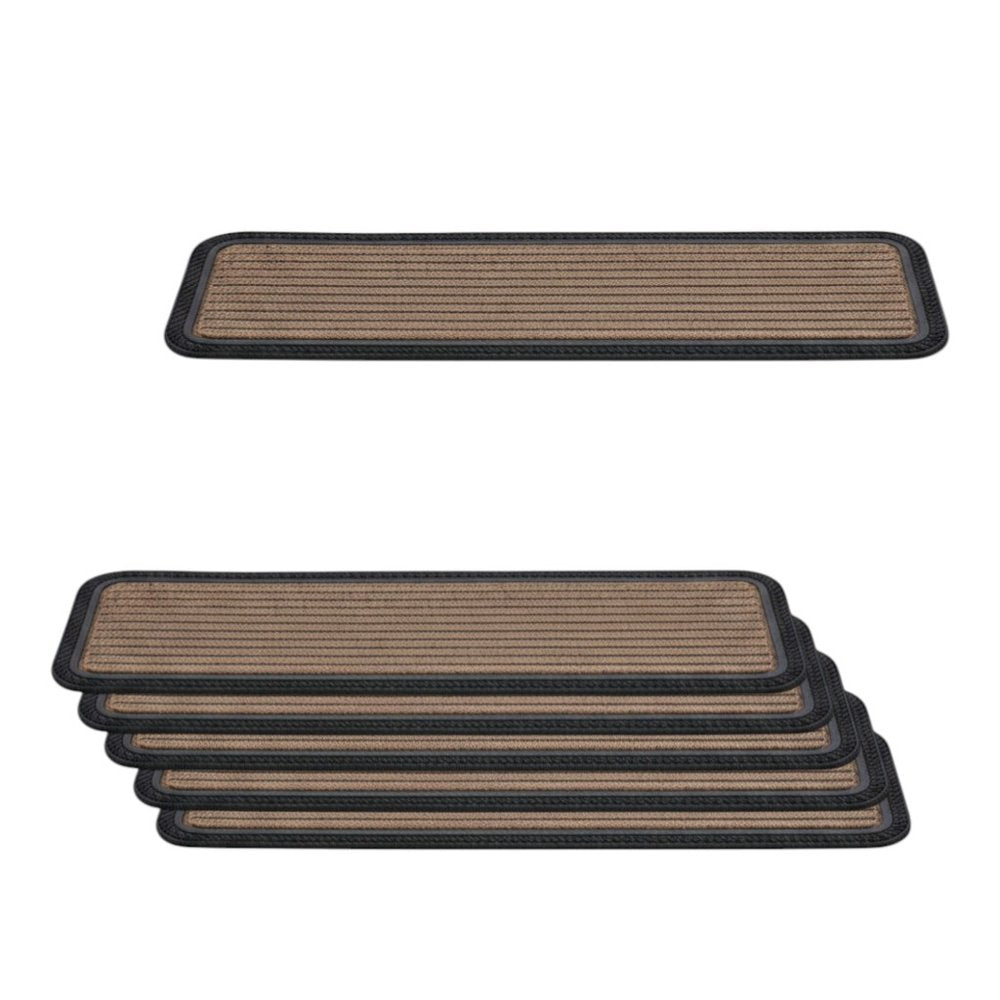 Set Of Six Black And Natural Polypropylene And Rubber Stair Treads on a white background