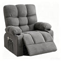 39" Gray Tufted Chenille Heated Massage Manual Rocker And Swivel Recliner With USB. Recliner isolated on a plain white background, showing its gray color.