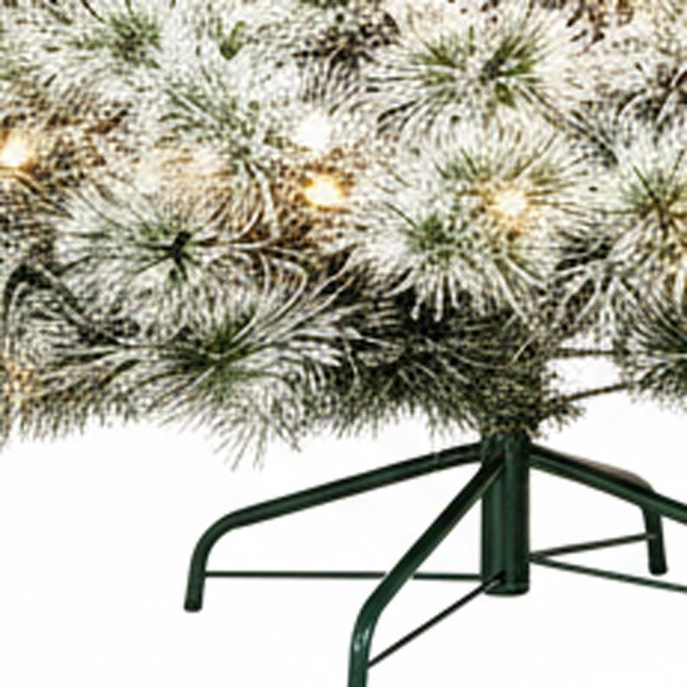 9' White Pre Lit Full Flocked Spruce Christmas Tree