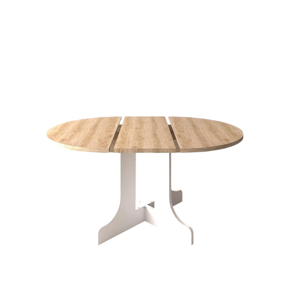 59" Brown and White Wood Oval Cross Legs Coffee Table
