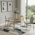 71" White and Gold Glass and Steel Trestle Coffee Table