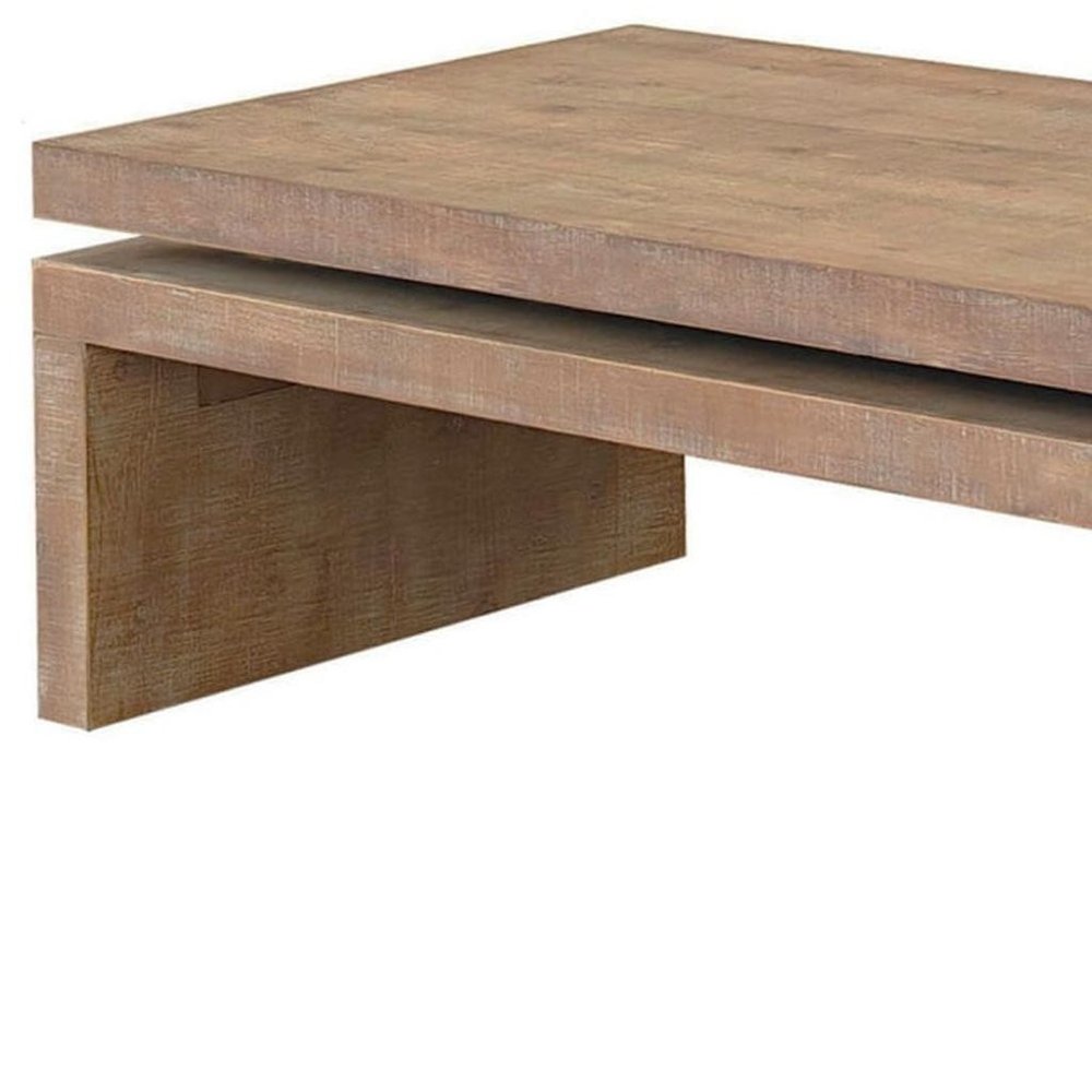 48" Natural Wood Distressed Frame Coffee Table