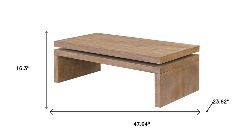 48" Natural Wood Distressed Frame Coffee Table