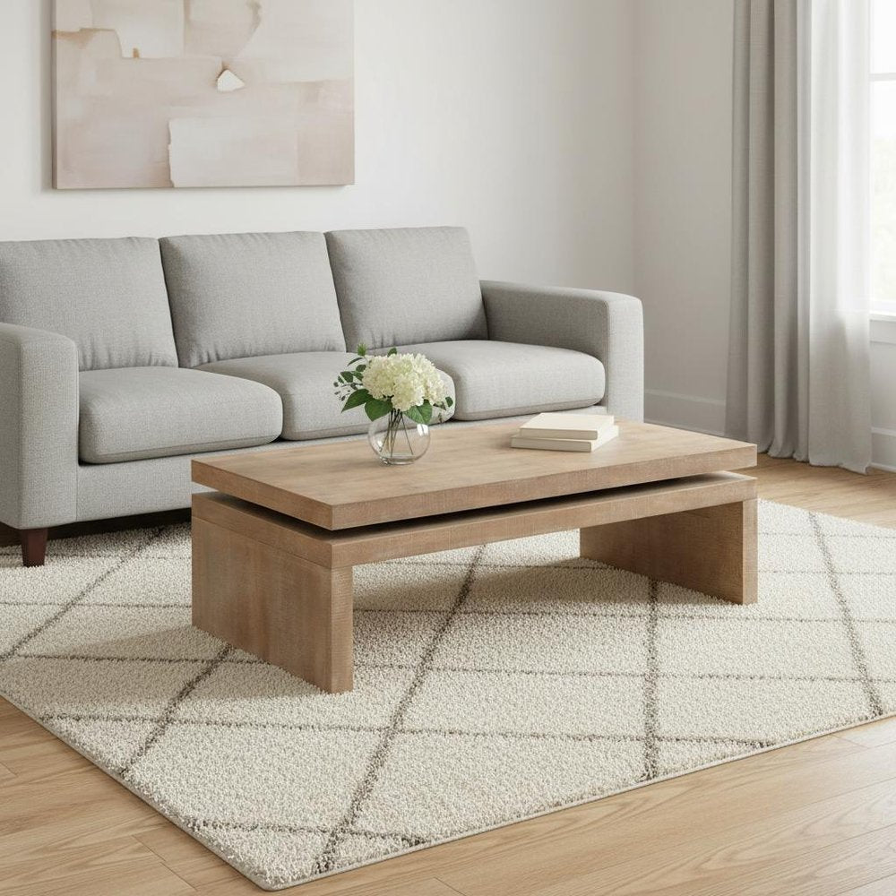 48" Natural Wood Distressed Frame Coffee Table