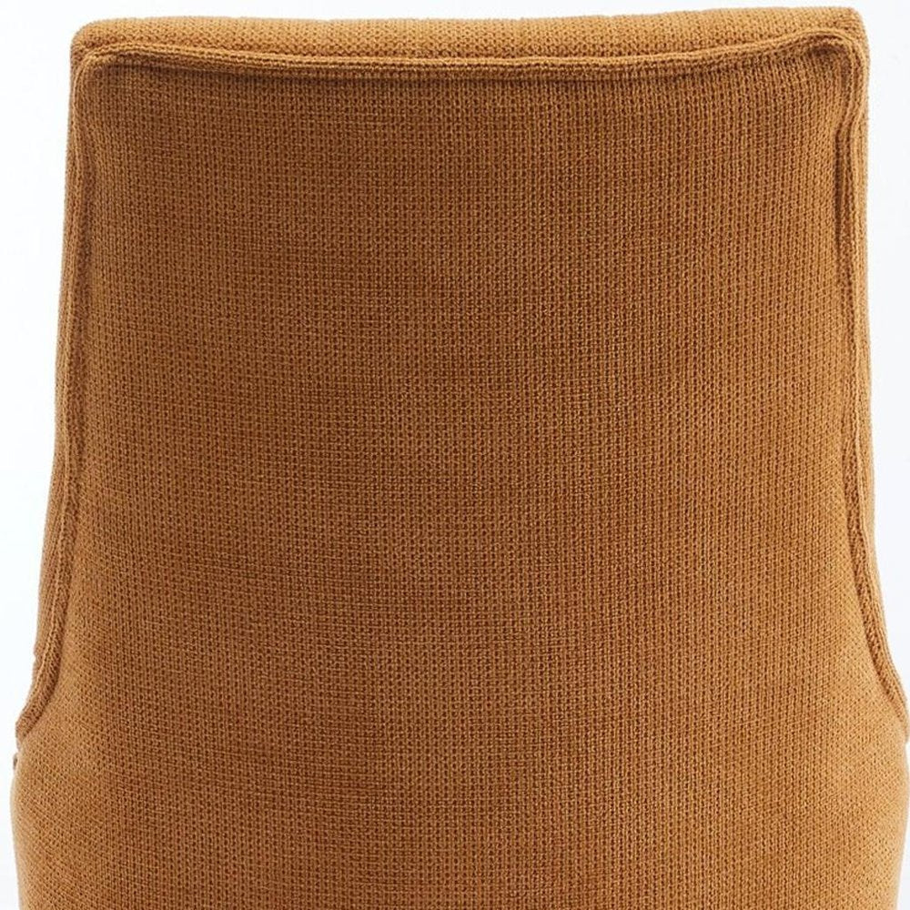 Set of Two Yellow and Brown Linen Dining Side Chairs