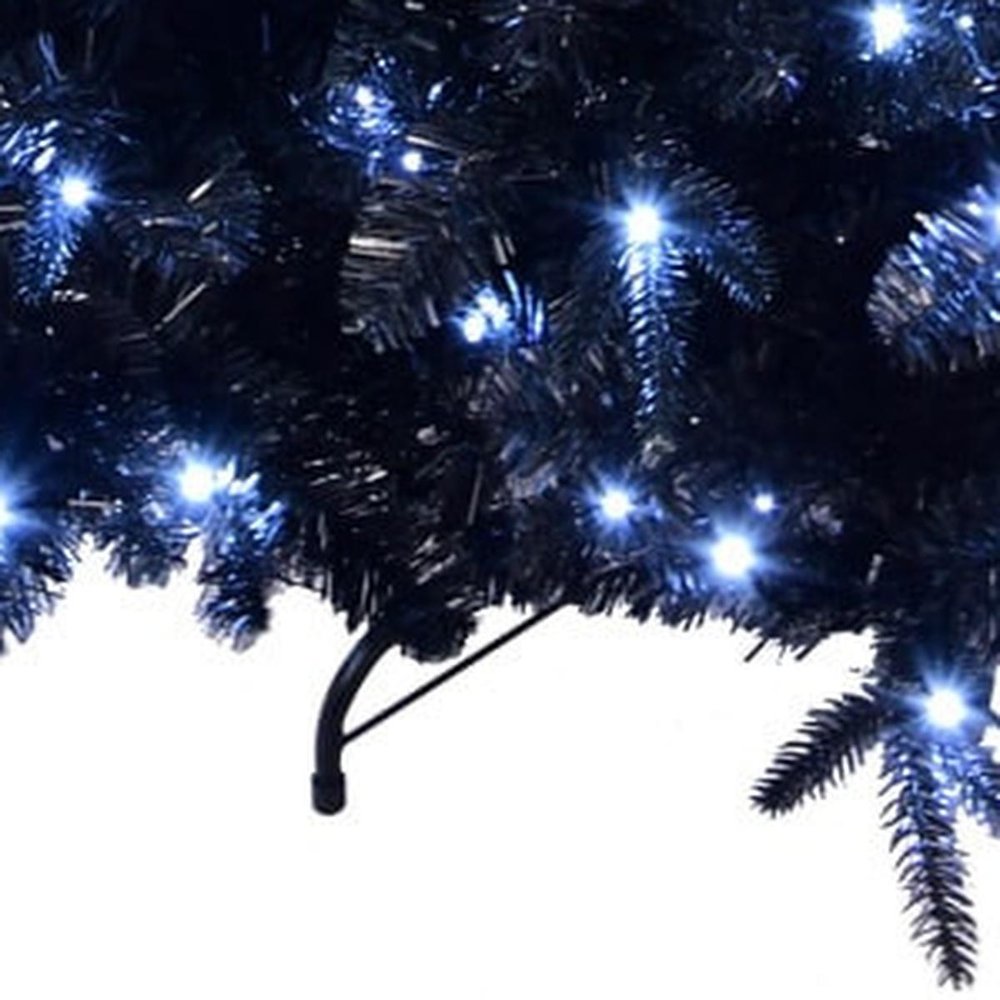 7' Black Pre Lit Full Spruce Christmas Tree