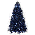 7' Black Pre Lit Full Spruce Christmas Tree on a white background