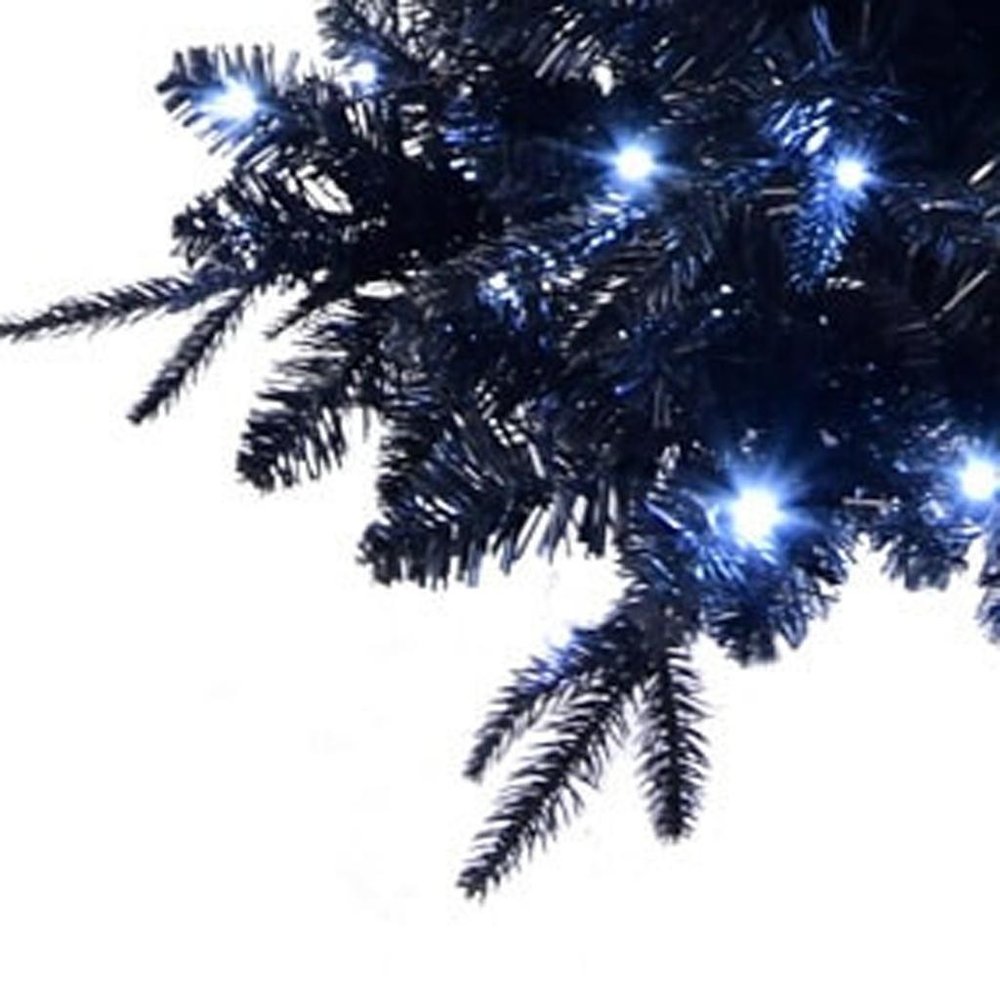 7' Black Pre Lit Full Spruce Christmas Tree on a white background