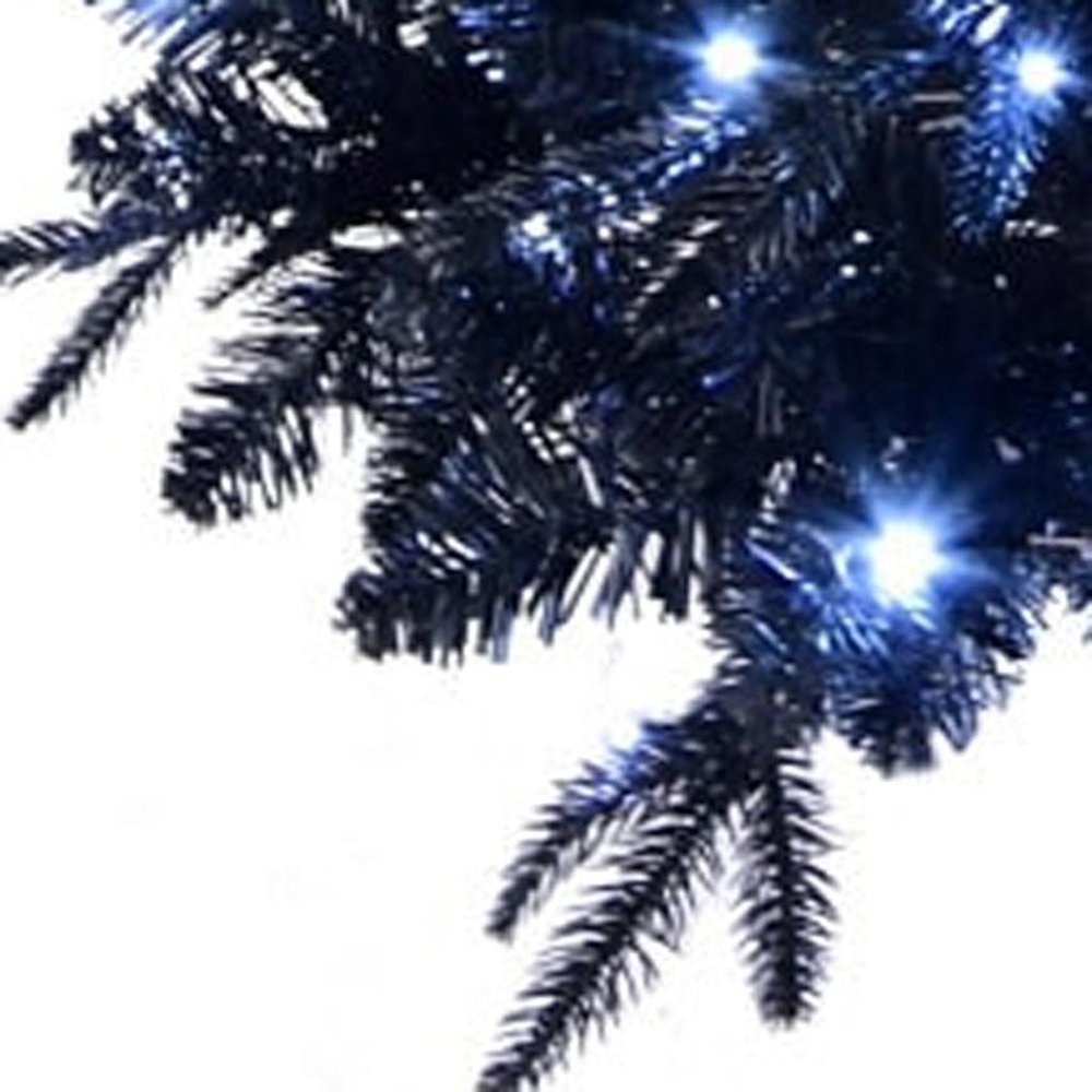7' Black Pre Lit Full Spruce Christmas Tree on a white background