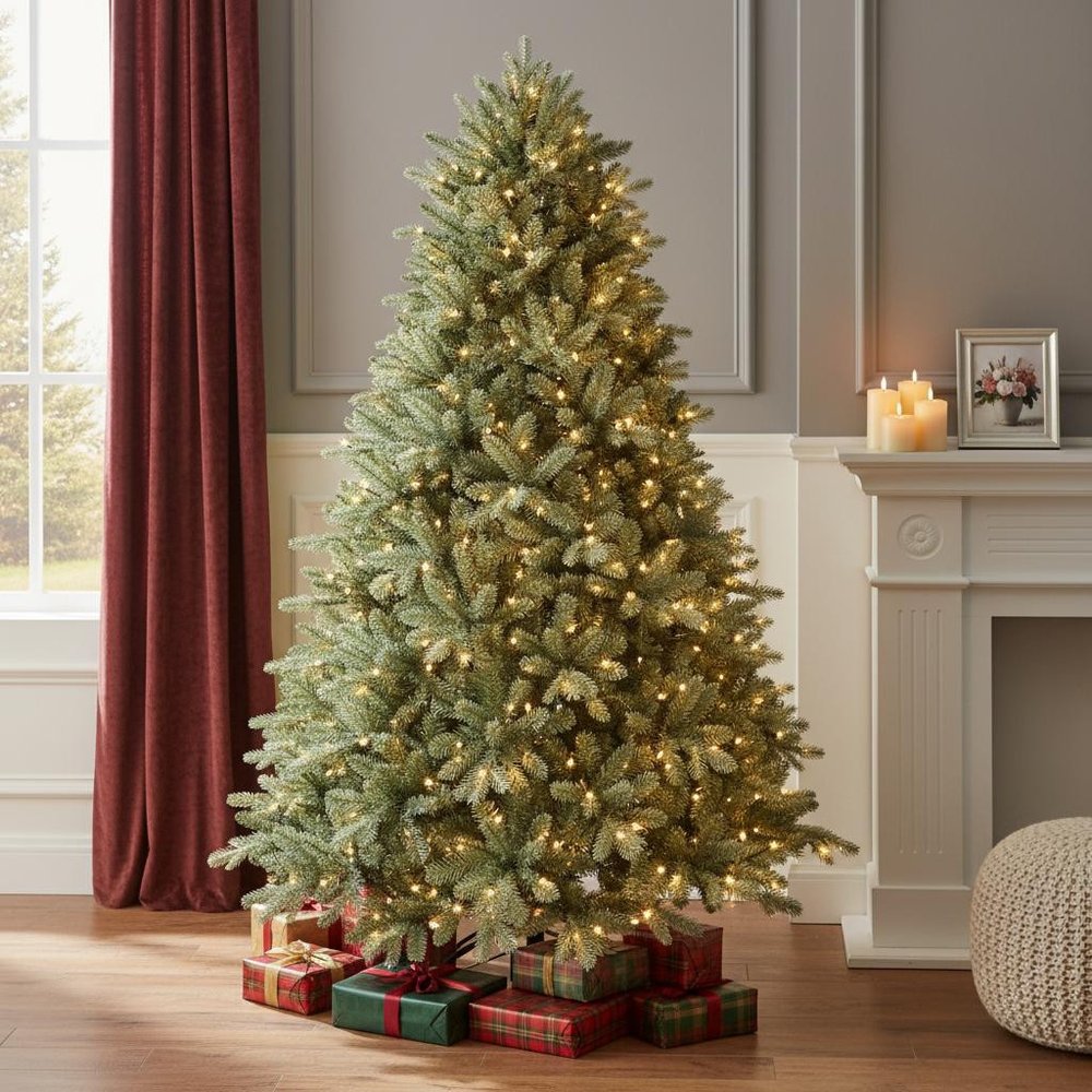 7' Pre Lit Full Spruce Christmas Tree