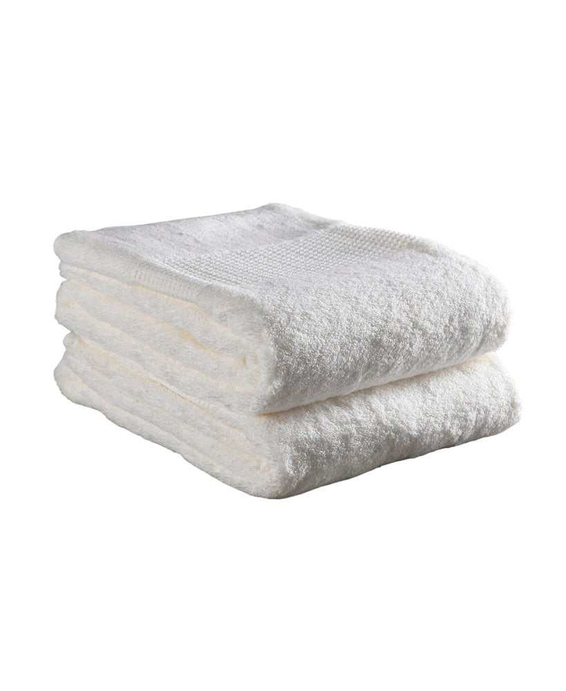 Set of Two White Cotton 16" X 30" Quick Dry Terry Cloth Hand Towels