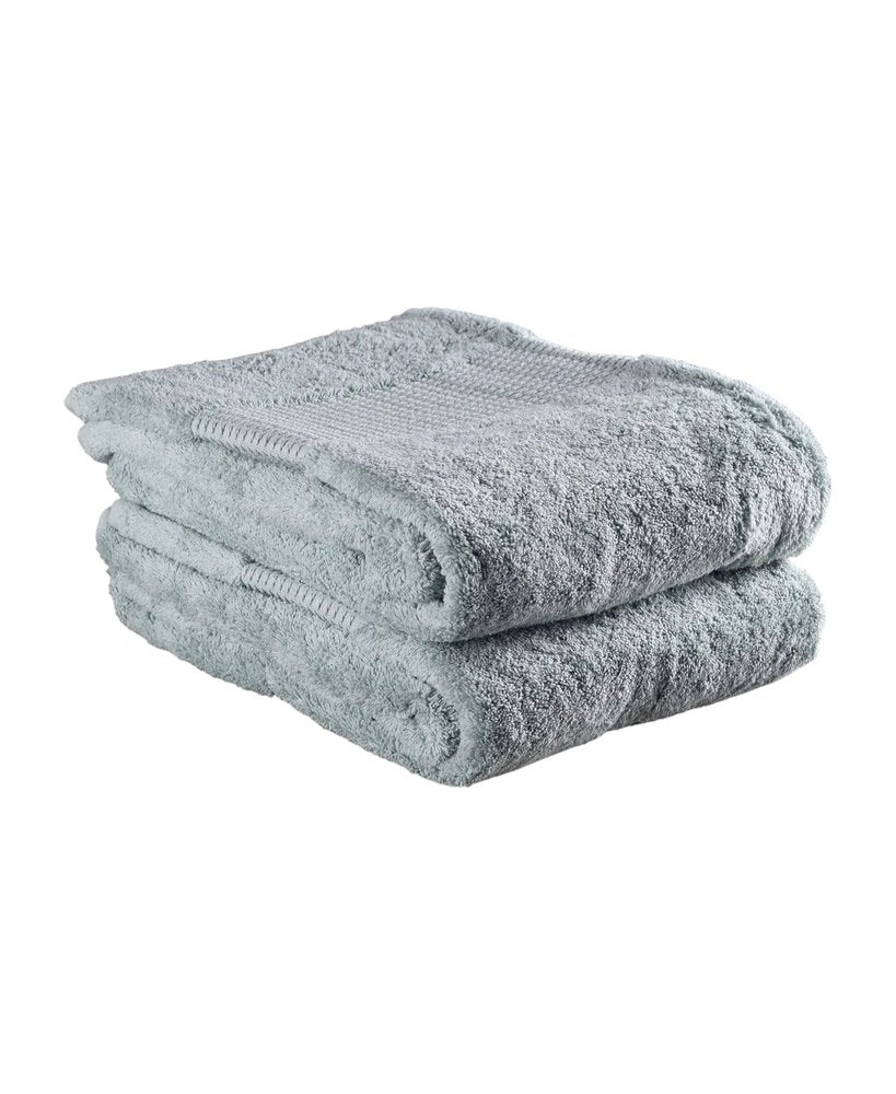 Set of Two Sea Green Cotton 13" X 13" Quick Dry Terry Cloth Washcloths on a white background
