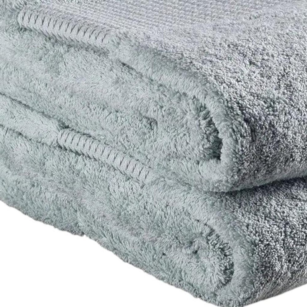 Set of Two Sea Green Cotton 13" X 13" Quick Dry Terry Cloth Washcloths close-up detail