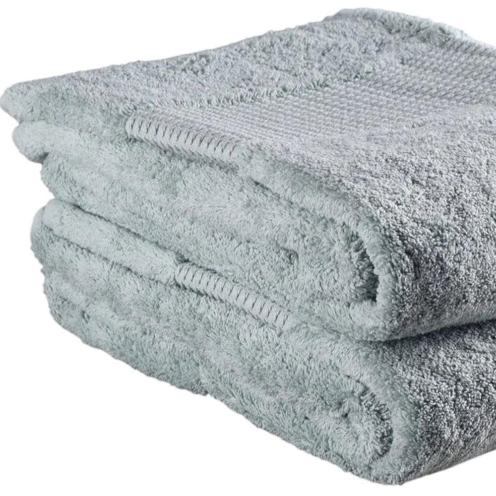 Set of Two Sea Green Cotton 13" X 13" Quick Dry Terry Cloth Washcloths on a white background