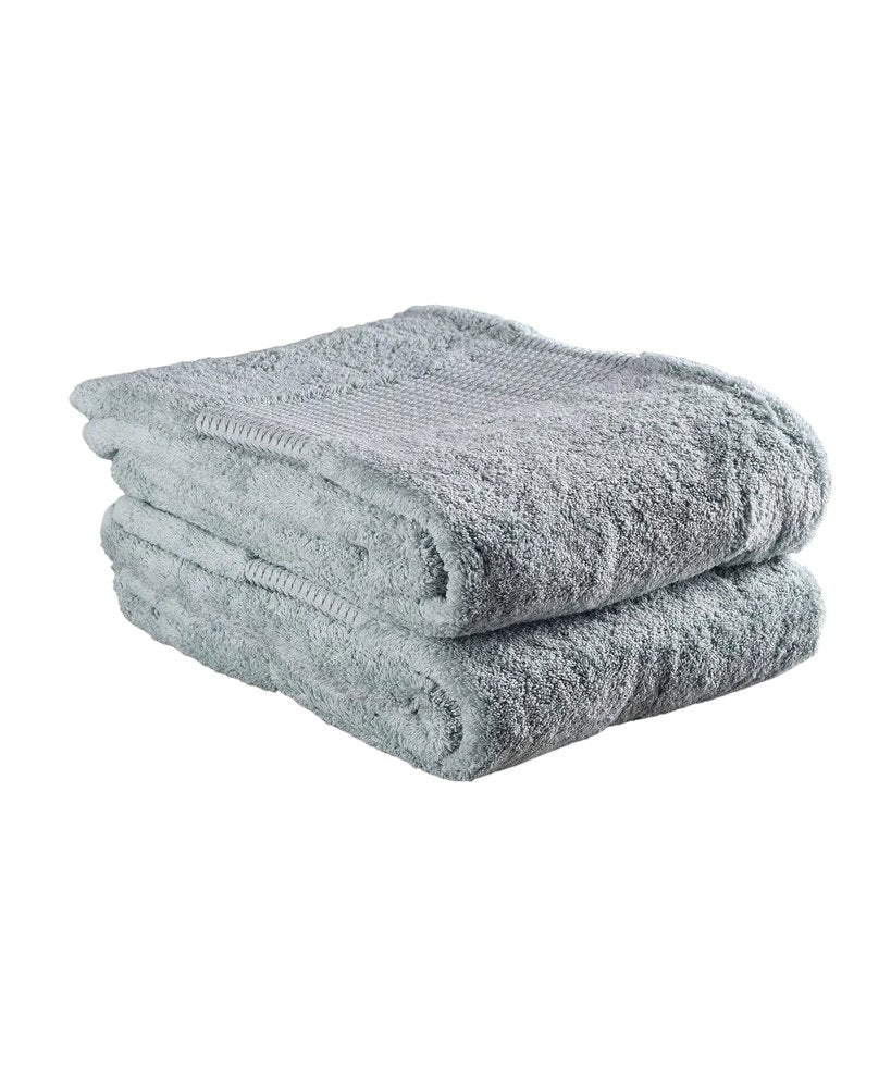 Set of Two Sea Green Cotton 13" X 13" Quick Dry Terry Cloth Washcloths on a white background