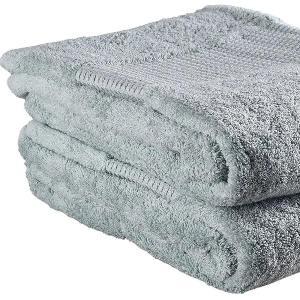 Set of Two Sea Green Cotton 13" X 13" Quick Dry Terry Cloth Washcloths on a white background