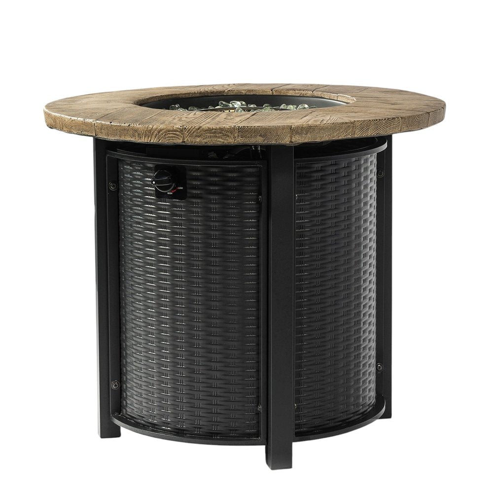 50000 BTU 30" Black And Brown Steel Propane Round Fire Pit