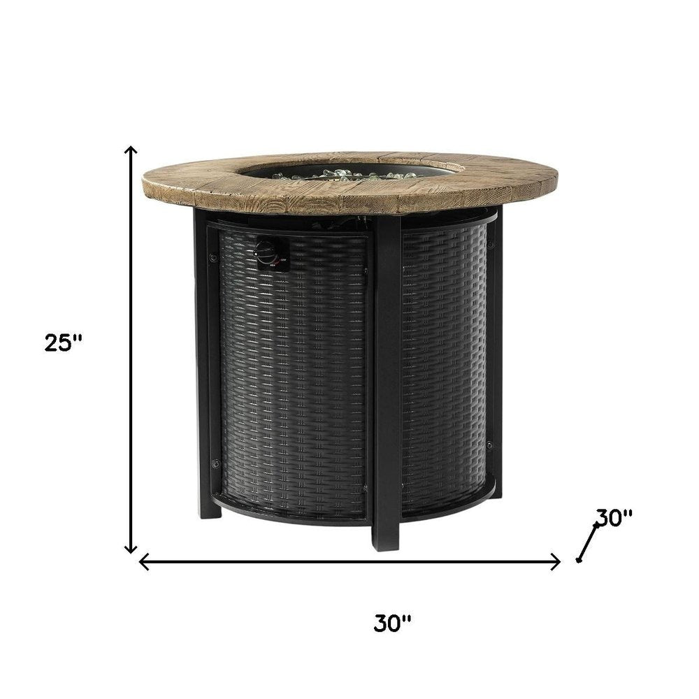 50000 BTU 30" Black And Brown Steel Propane Round Fire Pit