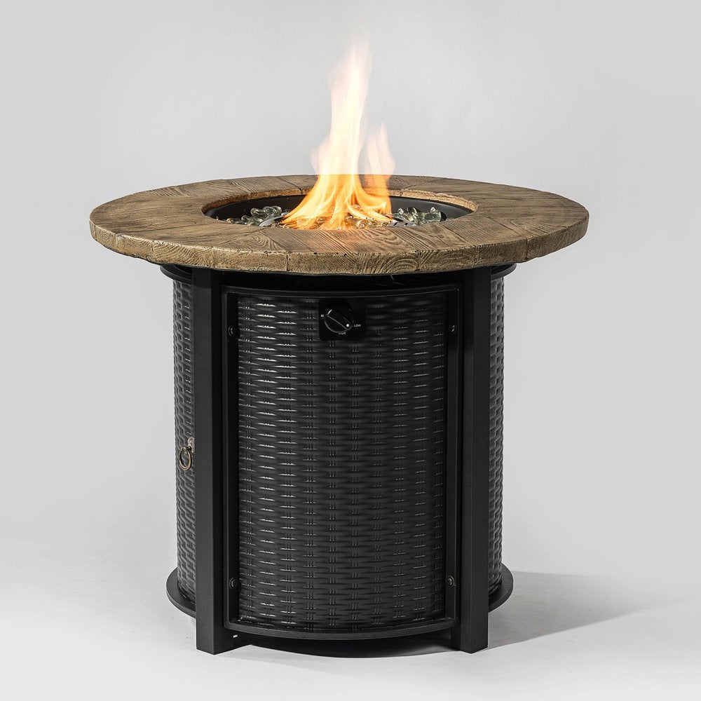 50000 BTU 30" Black And Brown Steel Propane Round Fire Pit