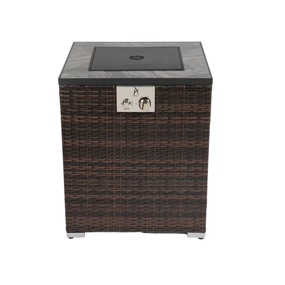 50000 BTU 24" Espresso Wicker Propane Rectangular Fire Pit