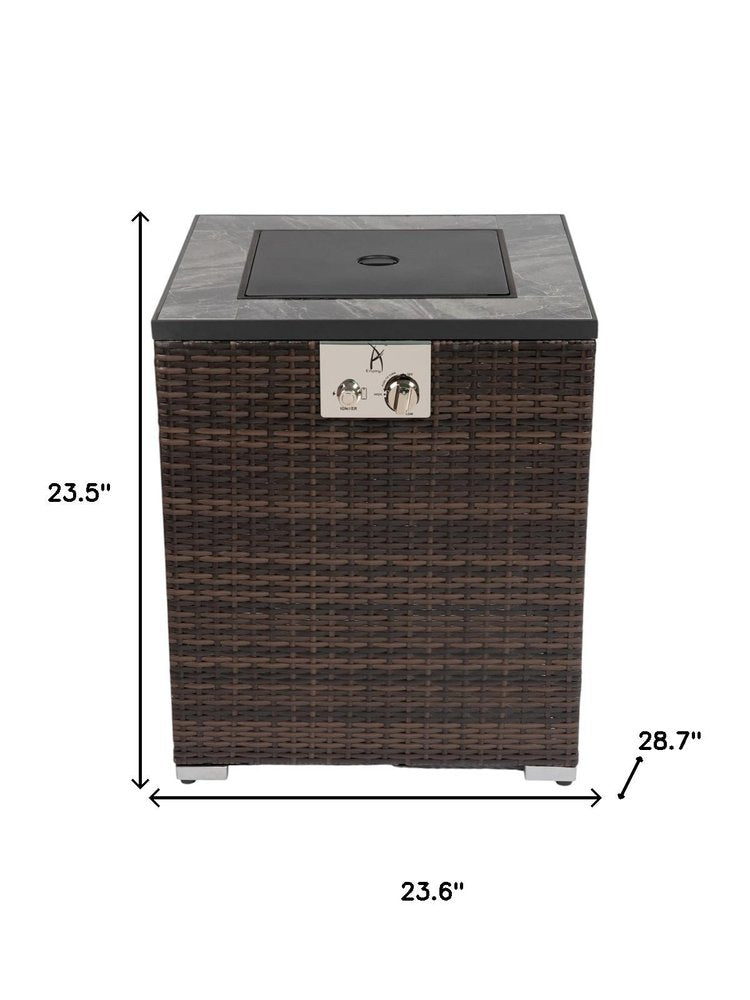 50000 BTU 24" Espresso Wicker Propane Rectangular Fire Pit