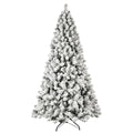 8' Pre Lit Full Flocked Spruce Christmas Tree on a white background