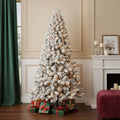 8' Pre Lit Full Flocked Spruce Christmas Tree