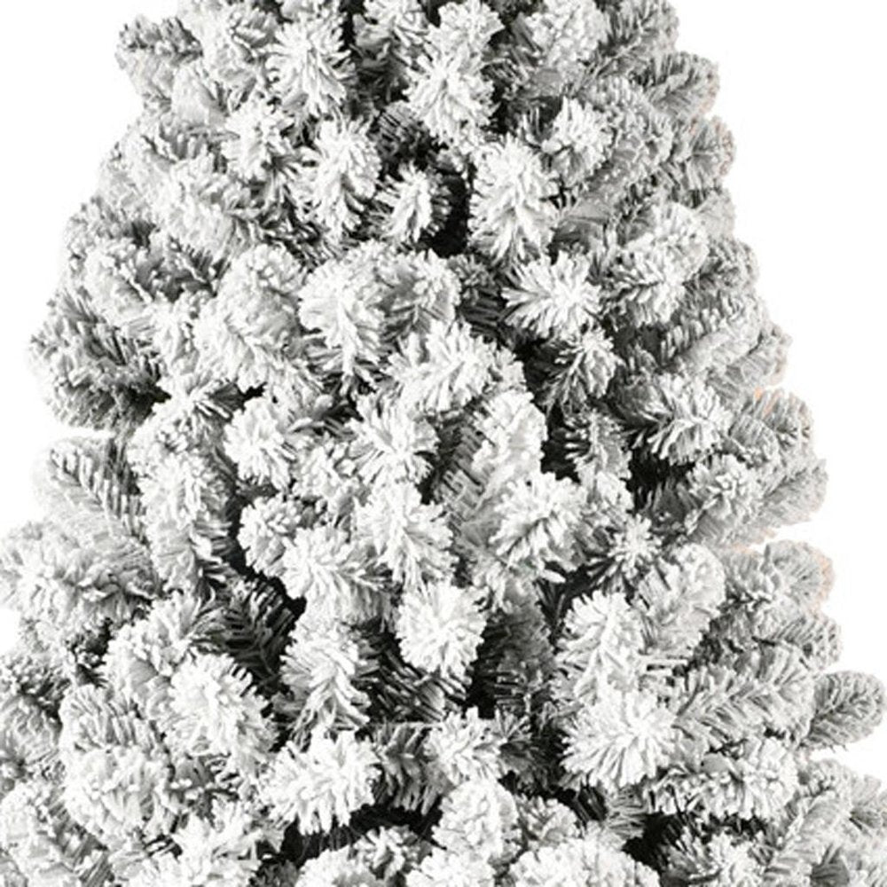 8' Pre Lit Full Flocked Spruce Christmas Tree on a white background