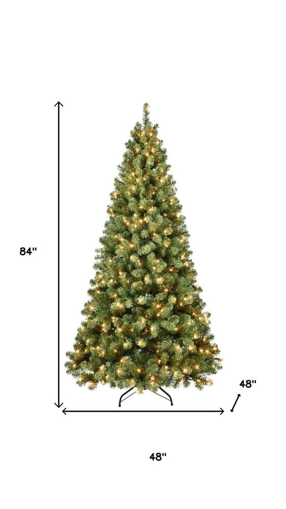 7' Pre Lit Full Spruce Christmas Tree - 84.00" H x 48.00" W x 48.00" D
