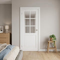 96" X 24" White Wood And Glass Slab Door