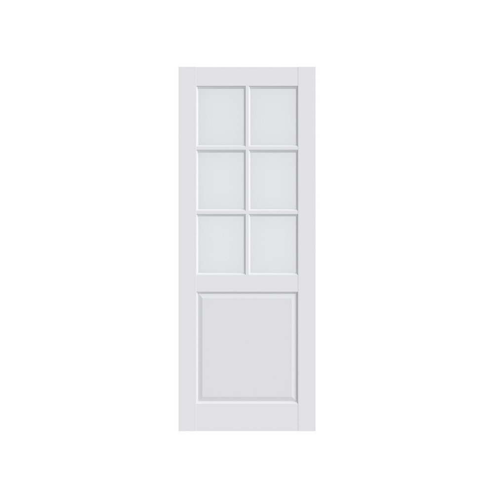 96" X 30" White Wood And Glass Slab Door