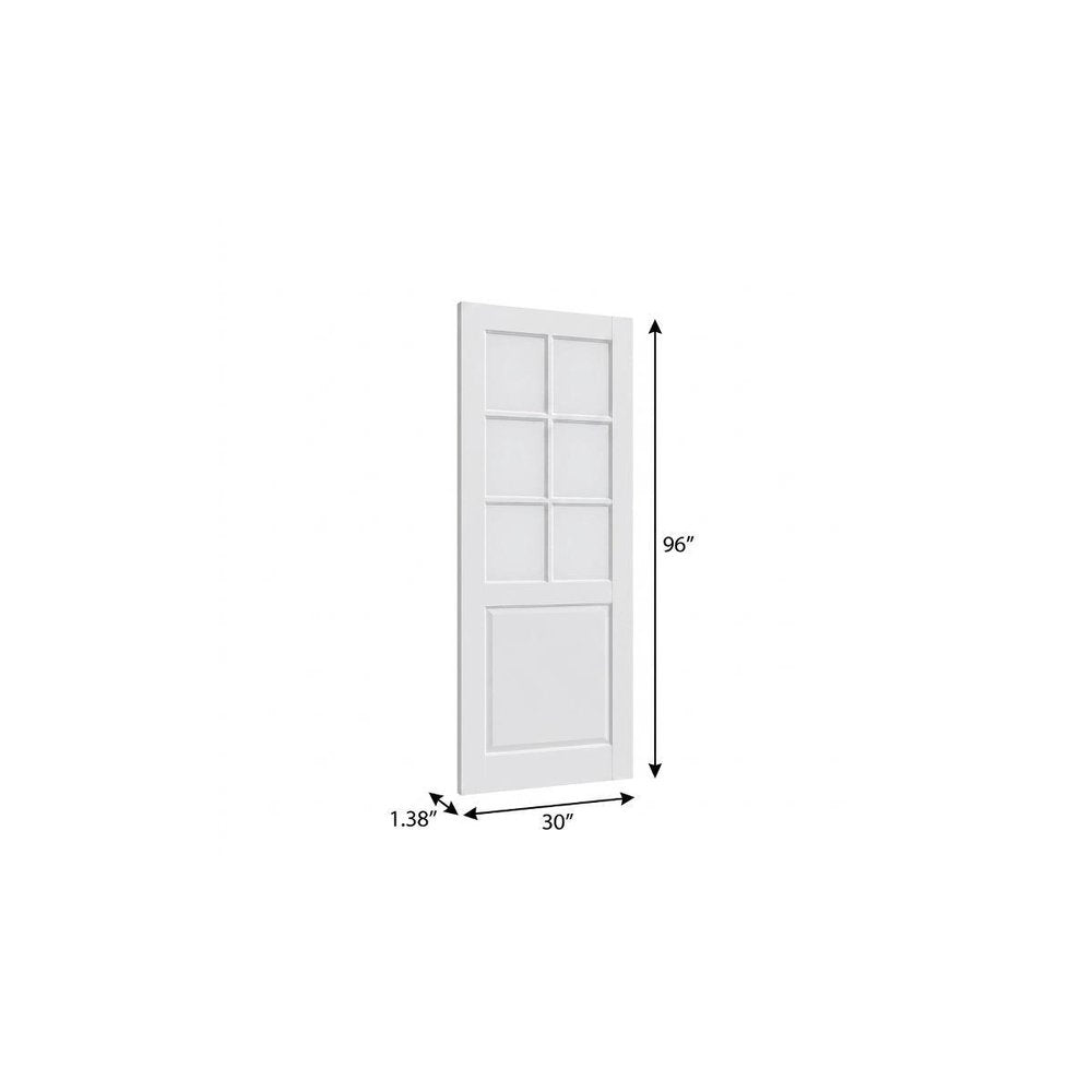 96" X 30" White Wood And Glass Slab Door