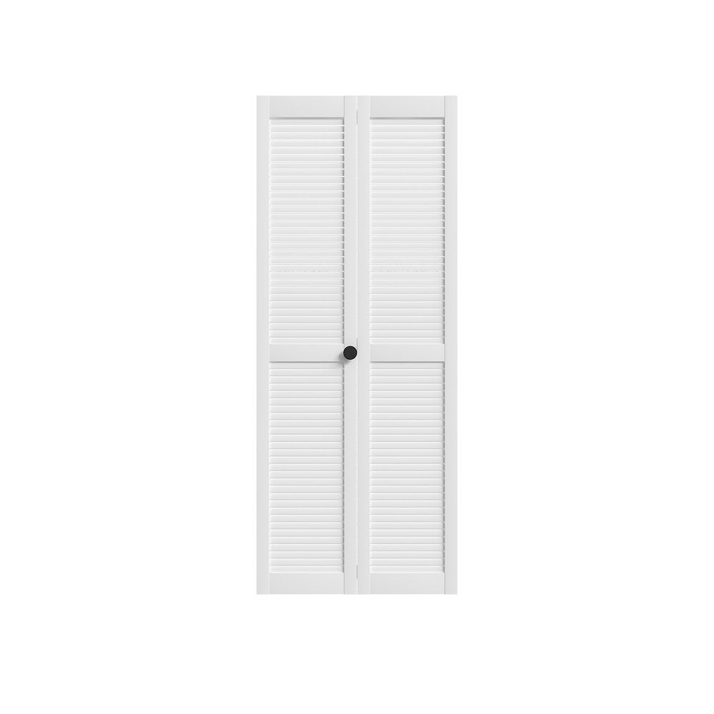 Set Of Two 78" X 30" White Wood Bi-Fold Door