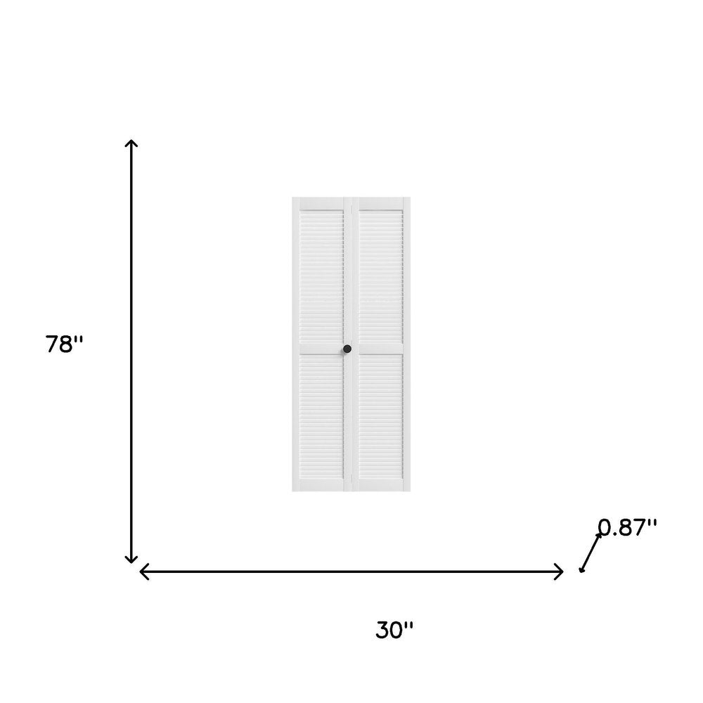 Set Of Two 78" X 30" White Wood Bi-Fold Door on a white background