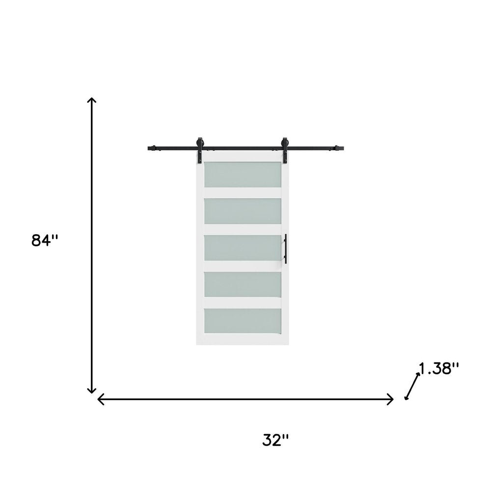 84" X 32" White Glass Barn Door