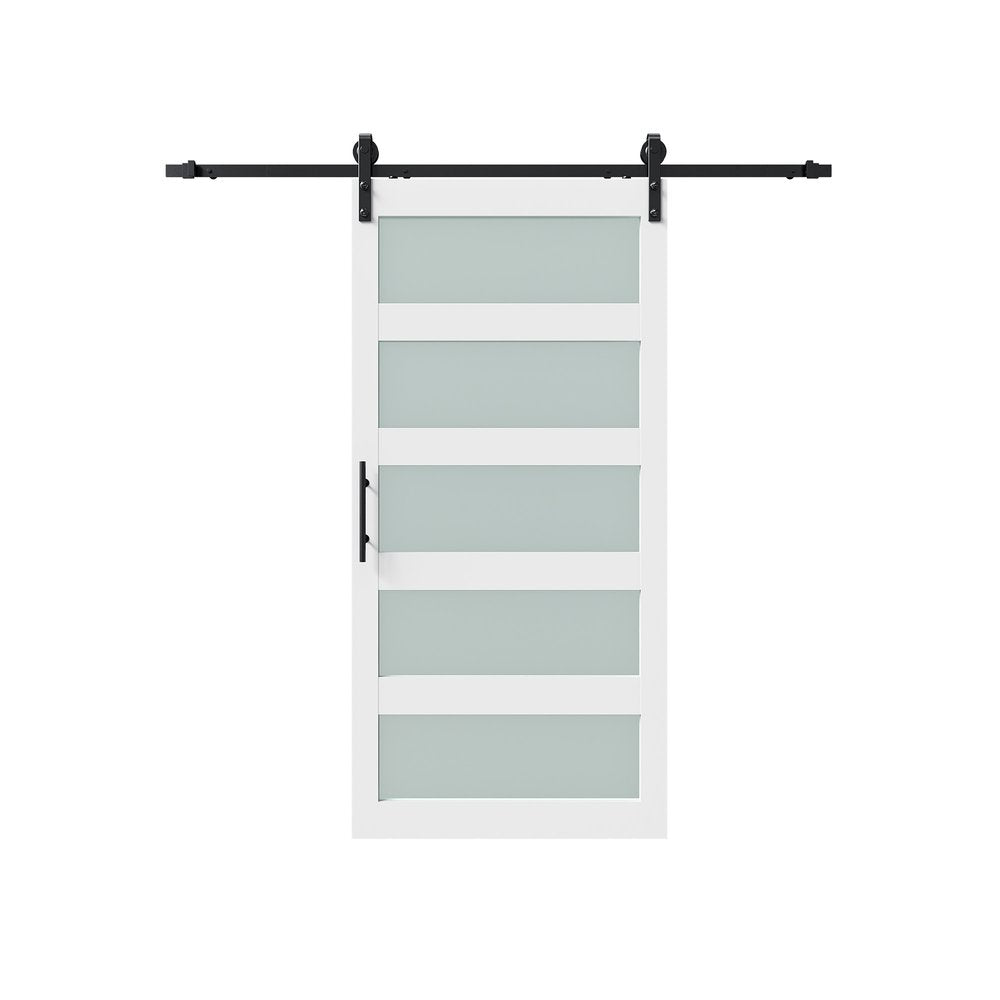 84" X 36" White Glass Barn Door