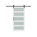84" X 36" White Glass Barn Door
