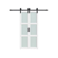 Set Of Two 84" X 36" White Glass Sliding Closet Doors on a white background