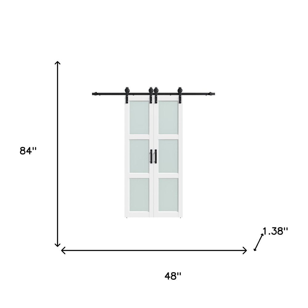 Set Of Two 84" X 48" White Glass Sliding Closet Doors