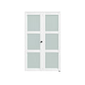 Set Of Two 78" X 32" White Glass Bi-Fold Door on a white background